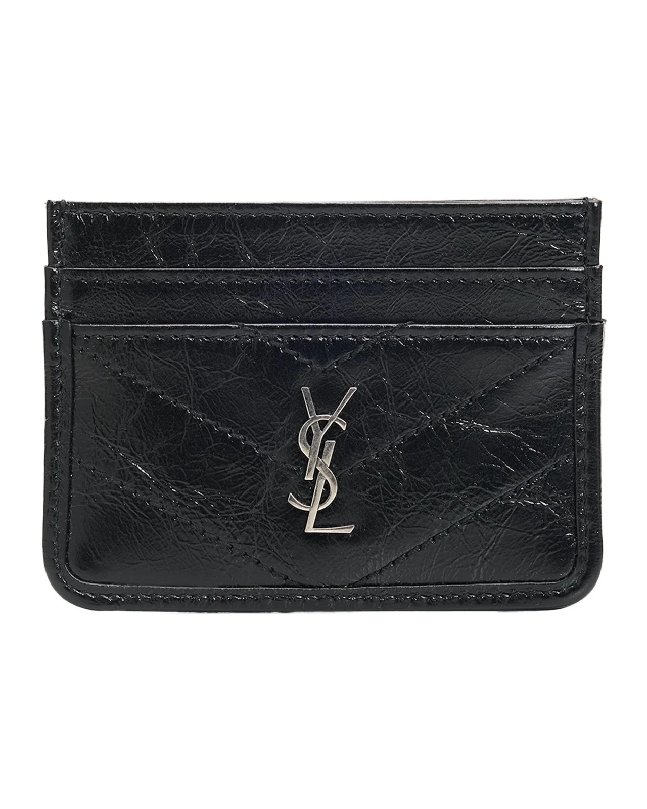 Saint Laurent Niki YSL Crinkled Leather Card Case
