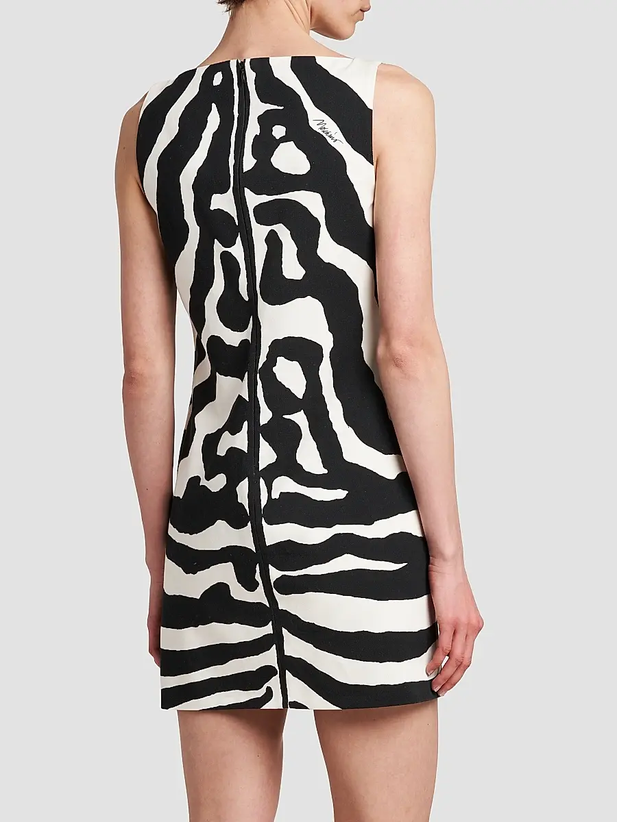MOSCHINO Women's Zebra-Print Cotton V-Neck Mini Dress | Thumbnail 3 MOSCHINO Women's Zebra-Print Cotton V-Neck Mini Dress | Thumbnail 3