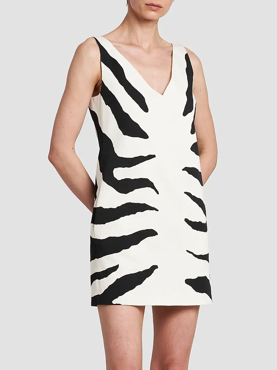 MOSCHINO Women's Zebra-Print Cotton V-Neck Mini Dress | Thumbnail 4 MOSCHINO Women's Zebra-Print Cotton V-Neck Mini Dress | Thumbnail 4