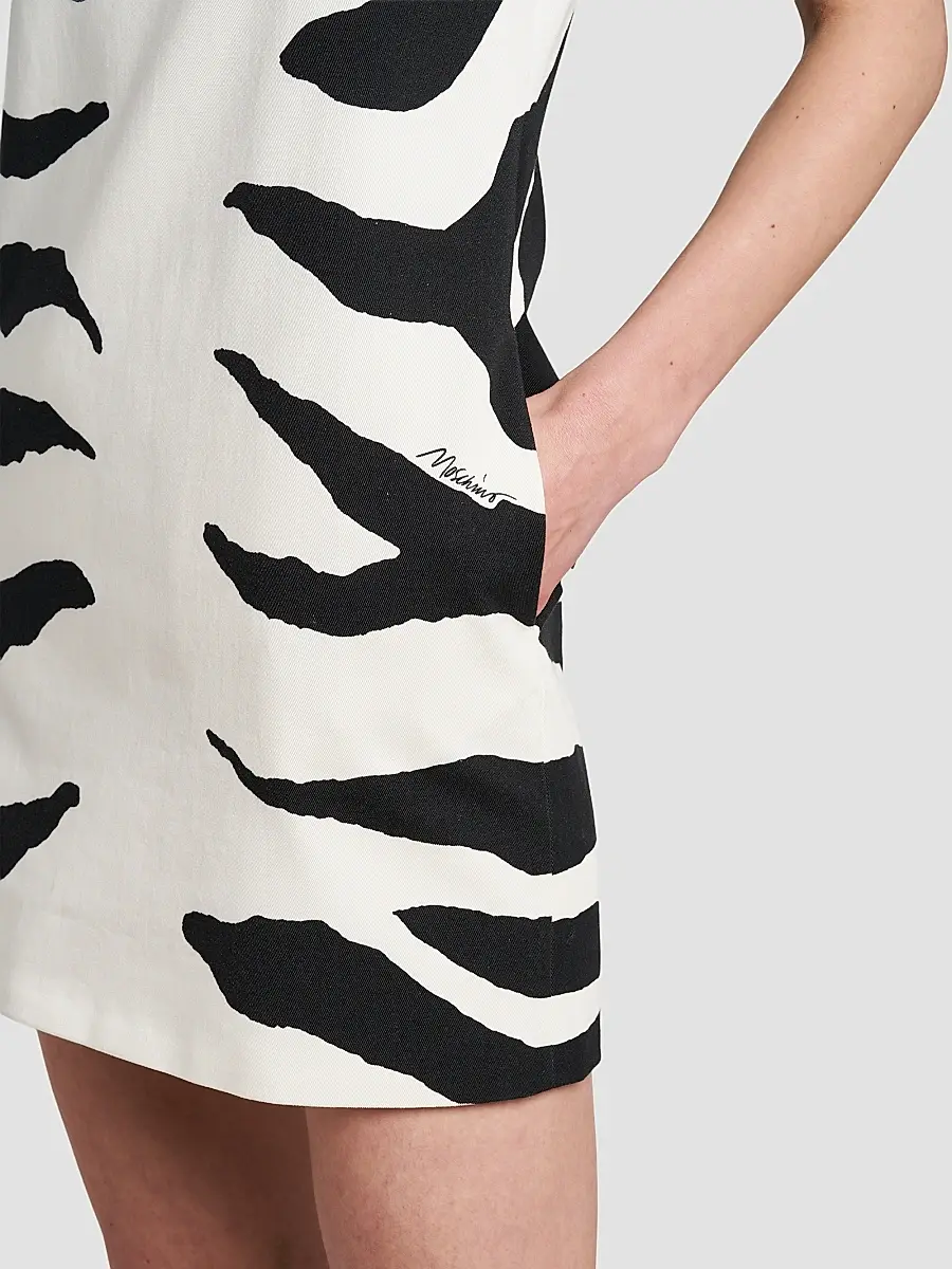 MOSCHINO Women's Zebra-Print Cotton V-Neck Mini Dress | Thumbnail 5 MOSCHINO Women's Zebra-Print Cotton V-Neck Mini Dress | Thumbnail 5
