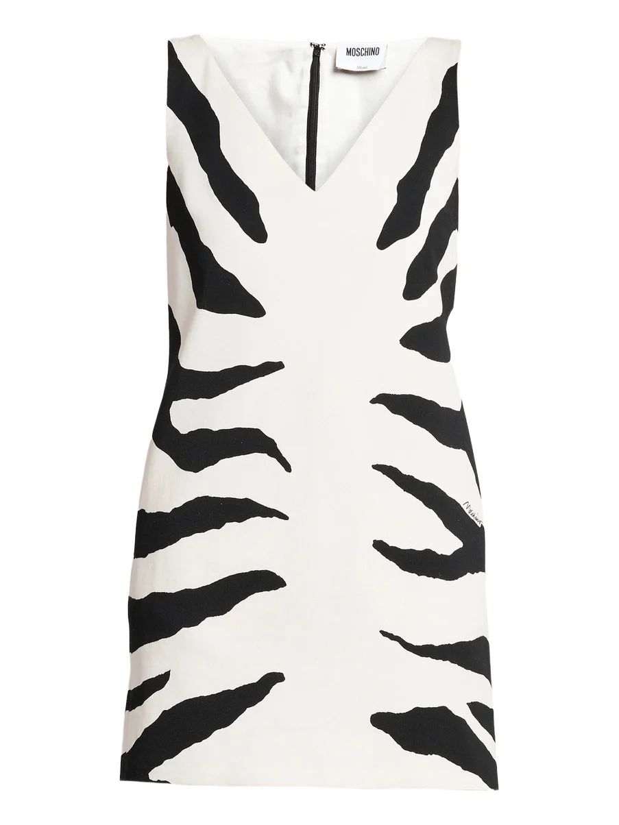 Women's Zebra-Print Cotton V-Neck Mini Dress