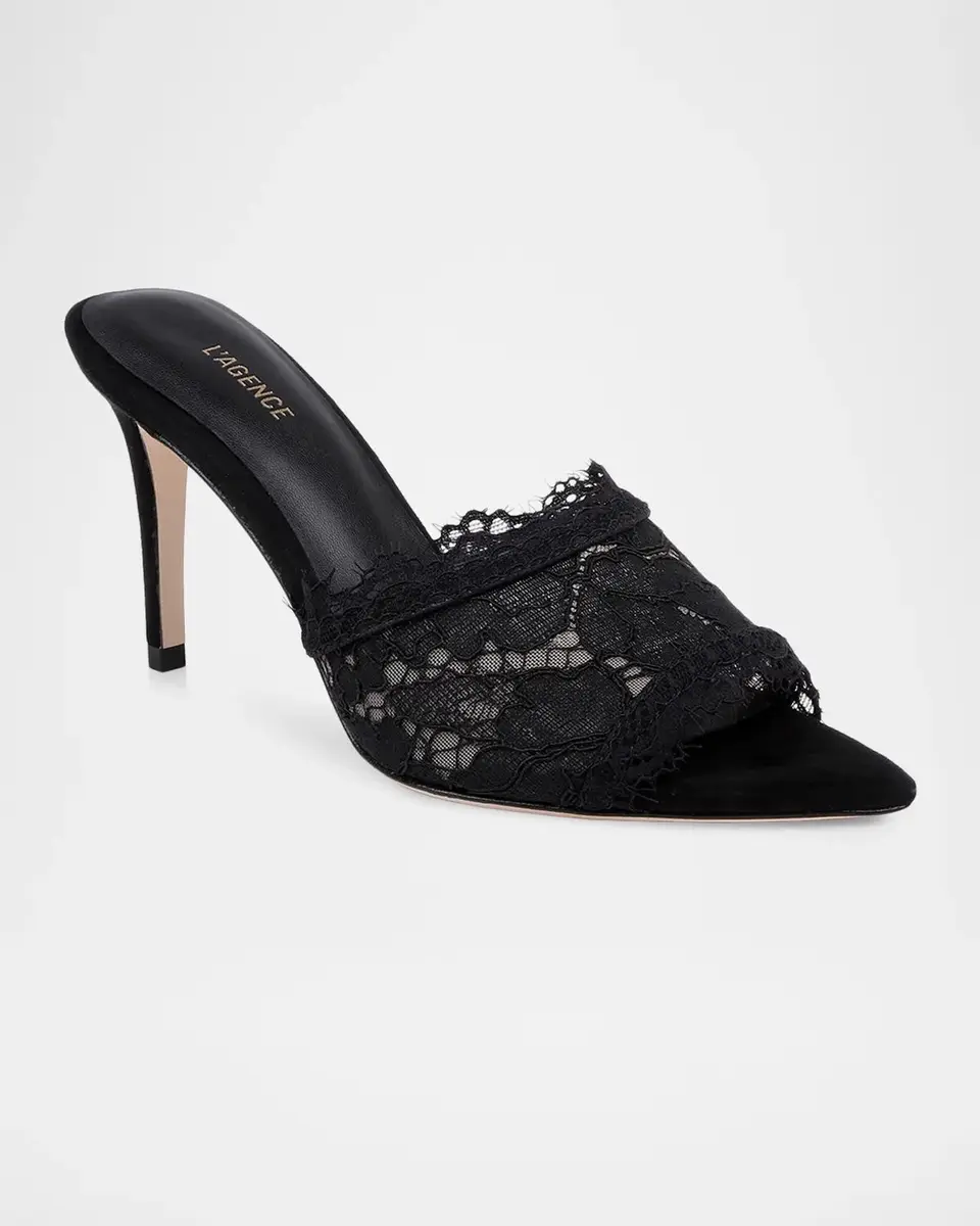 L'Agence 85mm Penn Lace Mules | Thumbnail 2