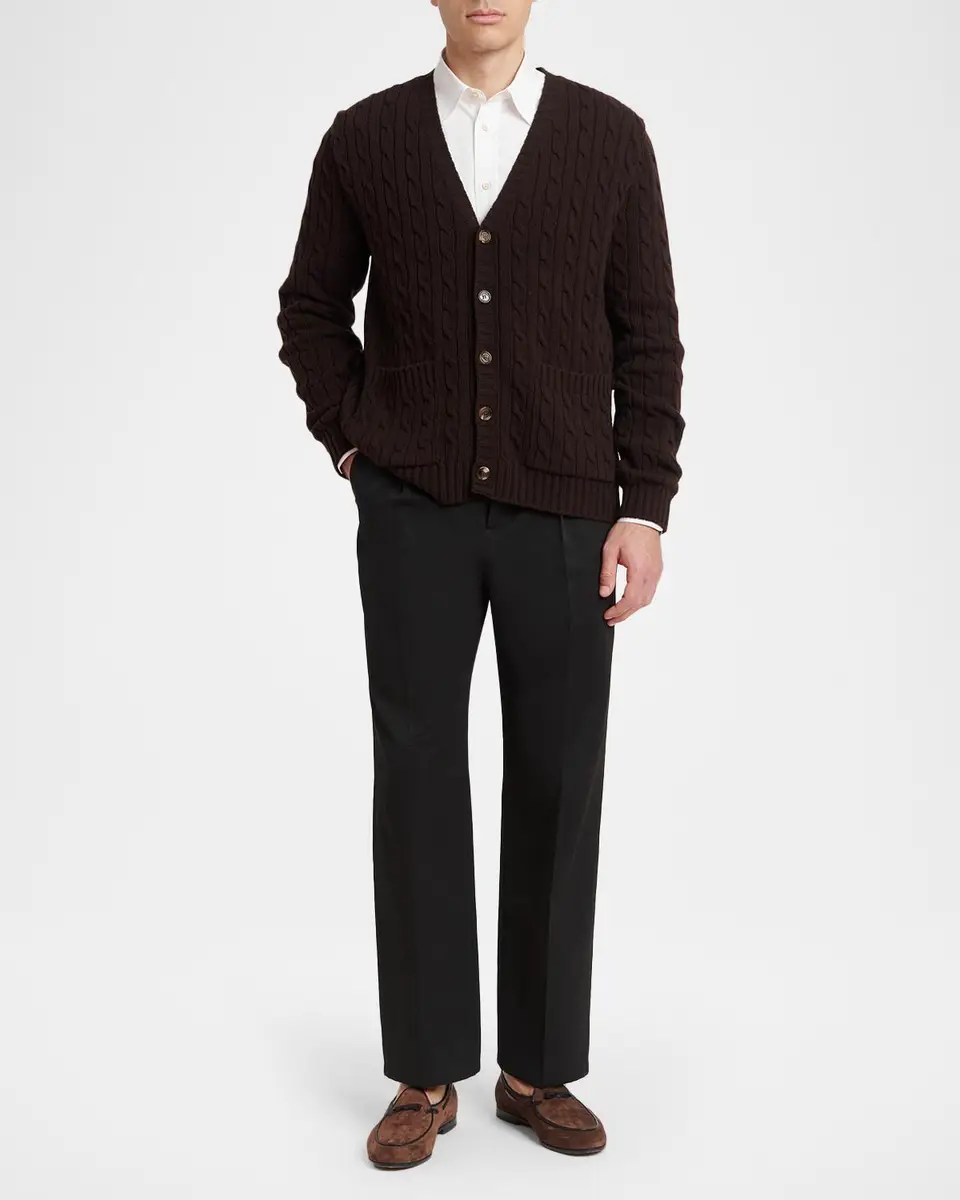 Valentino Garavani Men's Cotton Butterfly-Embroidered Pocket Sport Shirt | Thumbnail 2