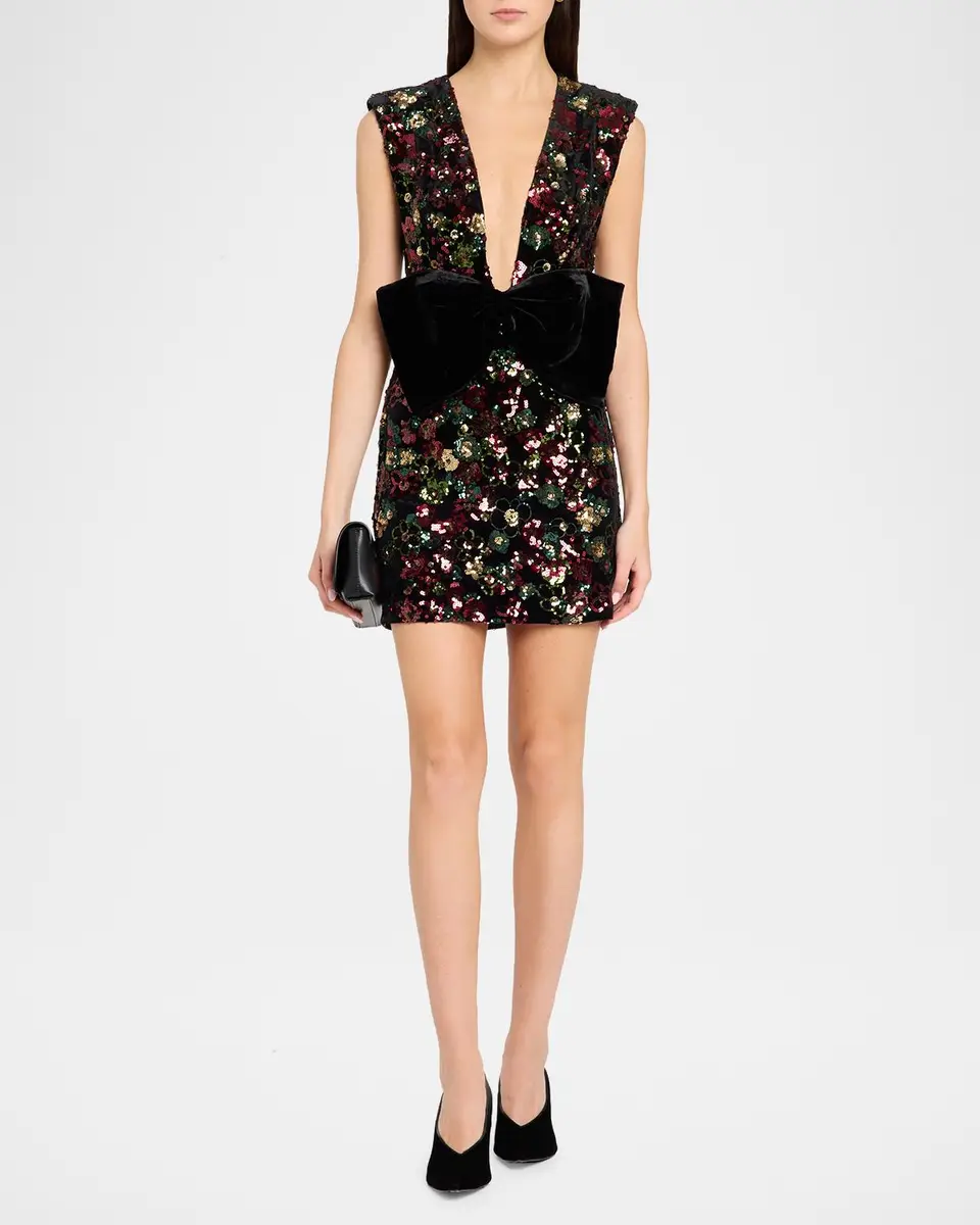 Ramy Brook Kimberly Plunging Floral Sequin Mini Dress | Thumbnail 2 Ramy Brook Kimberly Plunging Floral Sequin Mini Dress | Thumbnail 2