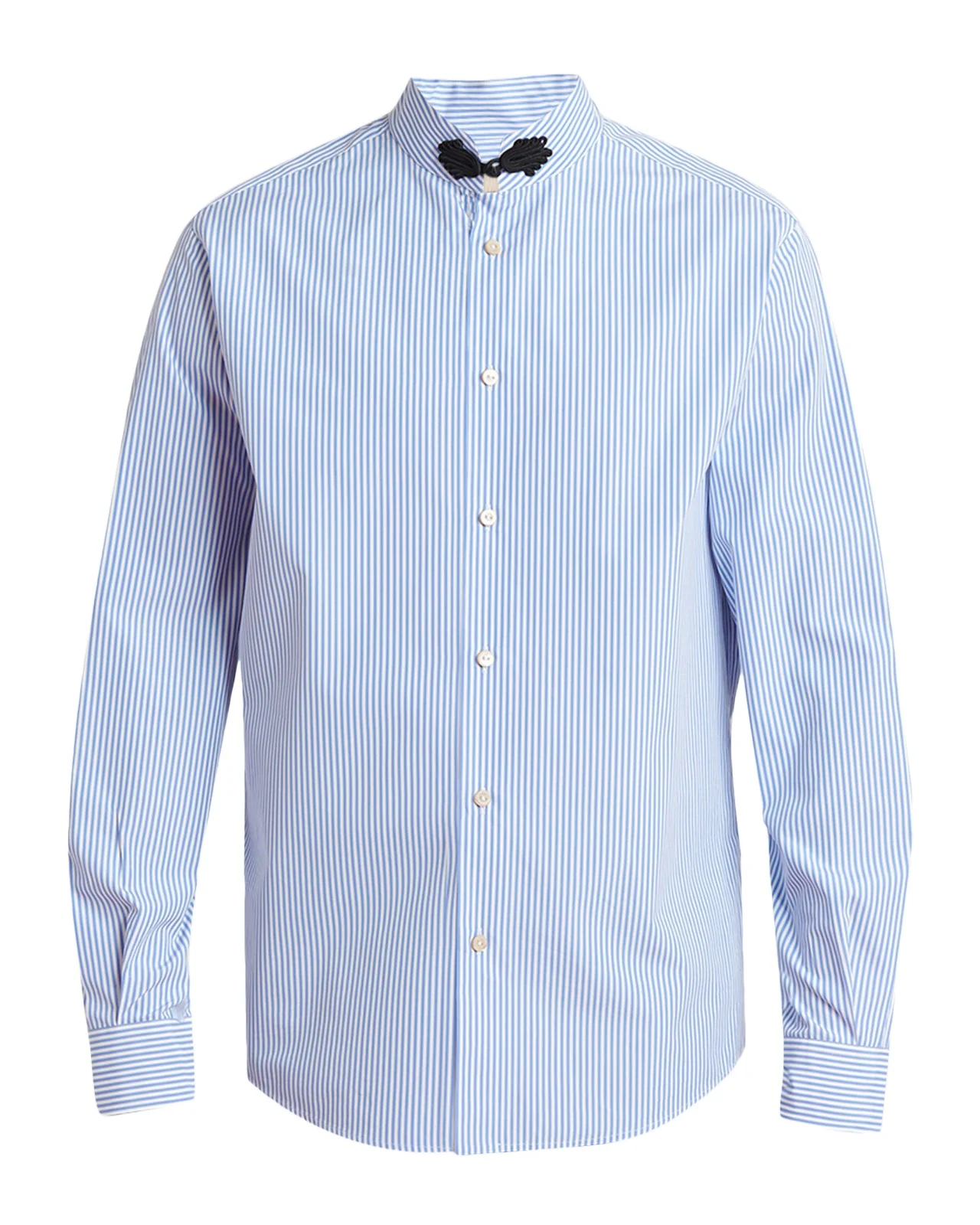 Valentino Garavani Men's Embroidered Striped Band-Collar Shirt
