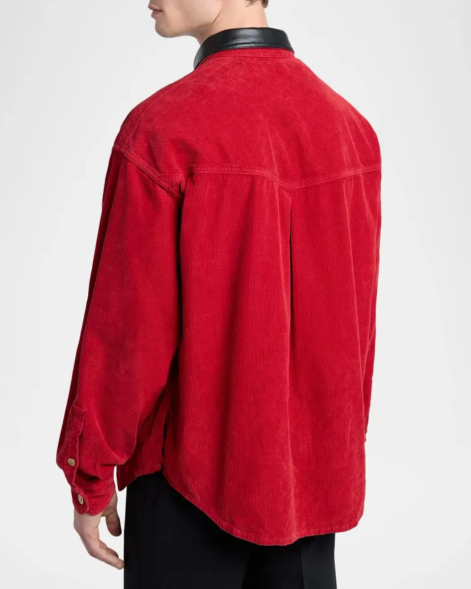 Versace Contrast Collar Cotton Corduroy Shirt | Thumbnail 3