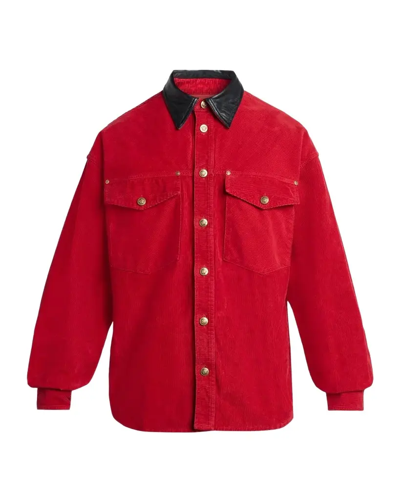 Versace Contrast Collar Cotton Corduroy Shirt | Image 1 Versace Contrast Collar Cotton Corduroy Shirt | Image 1