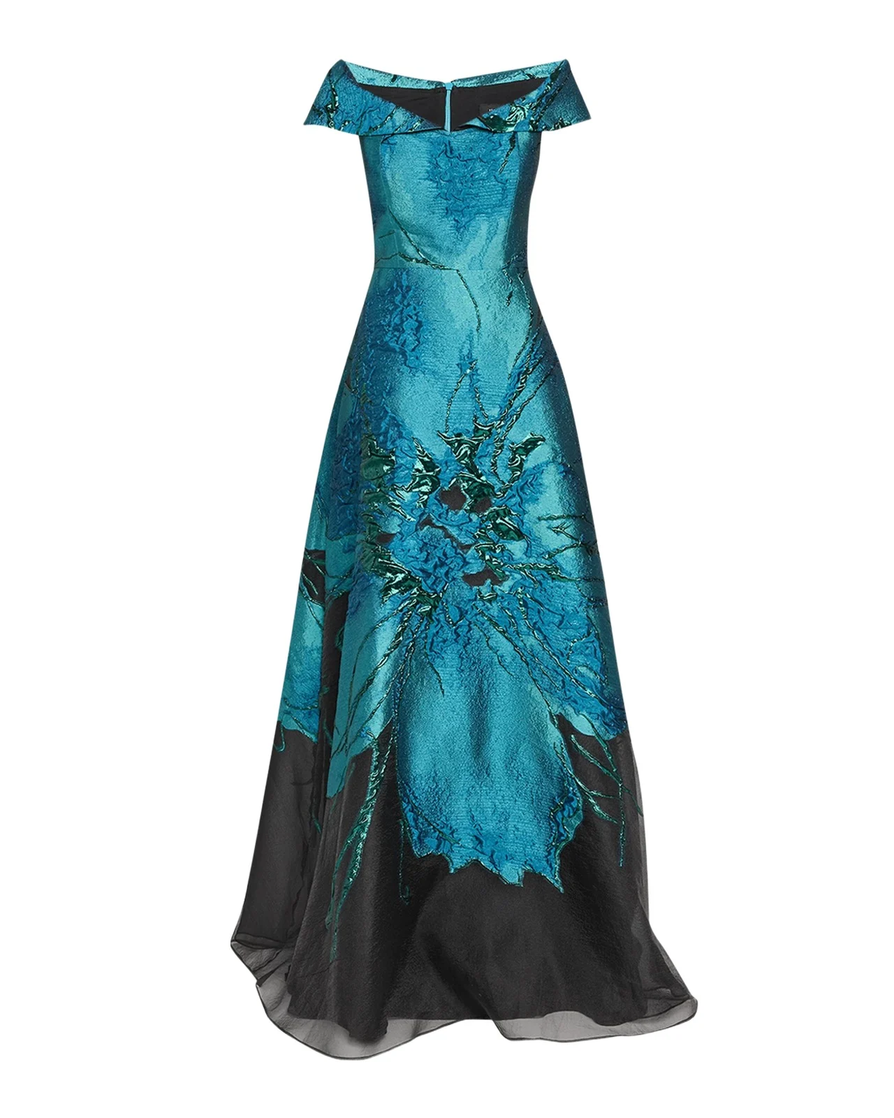Floral Jacquard Organza A-Line Gown Floral Jacquard Organza A-Line Gown