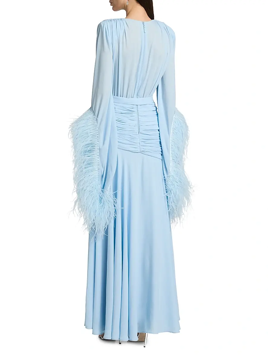 Bronx and Banco Women's Geisha Feather-Cuff Maxi Dress | Thumbnail 5