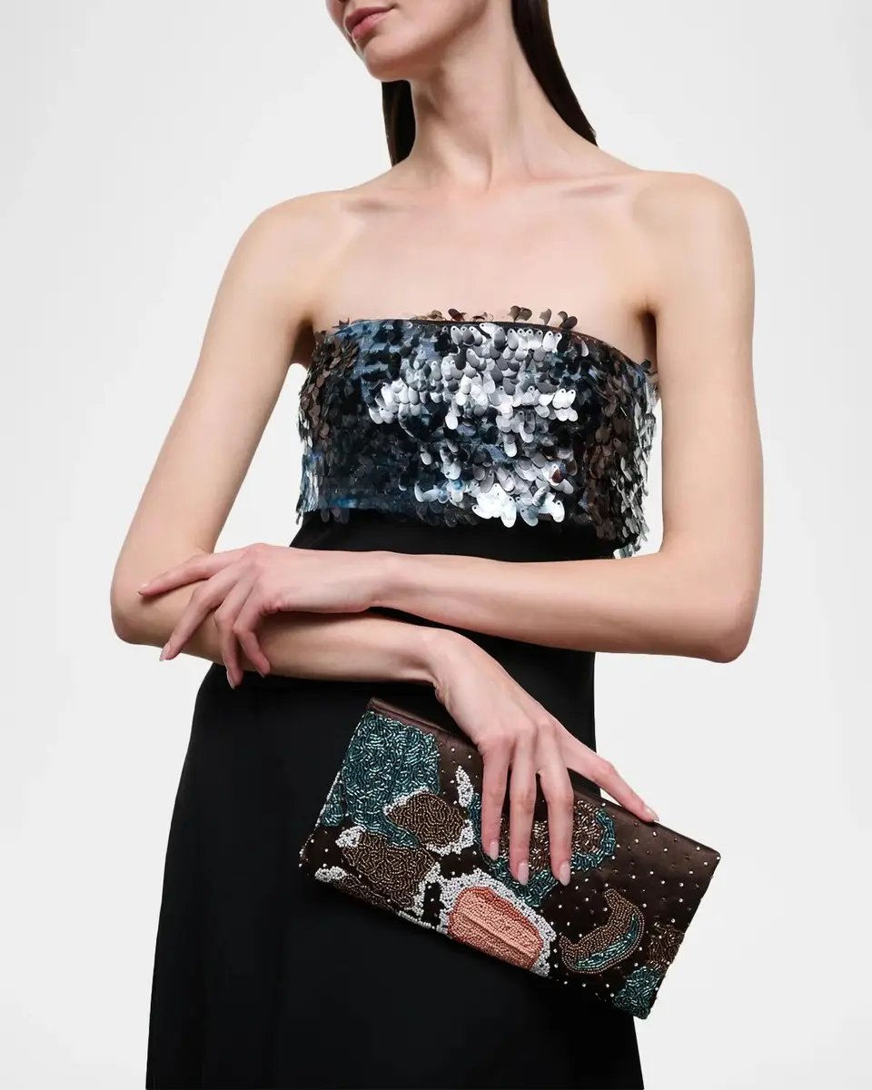 Staud Muse Beaded Satin Clutch Bag | Thumbnail 2