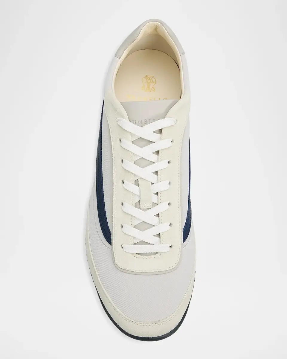 Brunello Cucinelli Men's Techno Textile and Nubuck Low-Top Sneakers | Thumbnail 4 Brunello Cucinelli Men's Techno Textile and Nubuck Low-Top Sneakers | Thumbnail 4