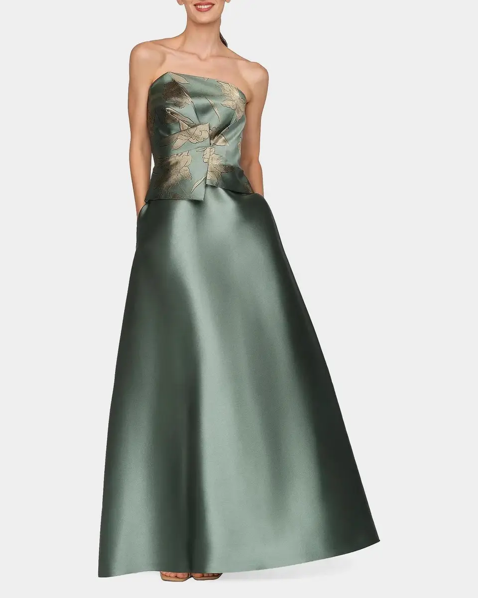 Kay Unger New York Sheryl Mikado Floral A-Line Gown | Thumbnail 2