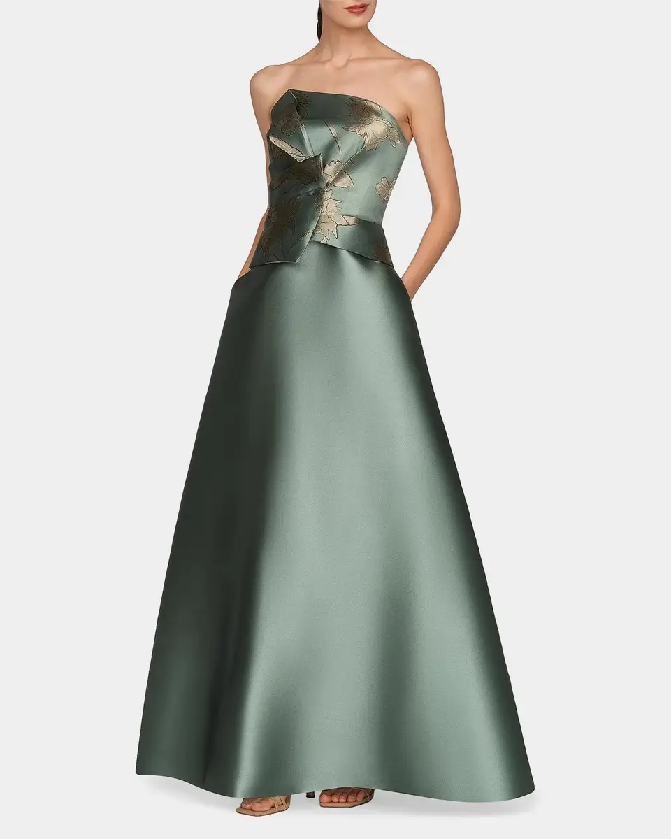 Kay Unger New York Sheryl Mikado Floral A-Line Gown | Thumbnail 4