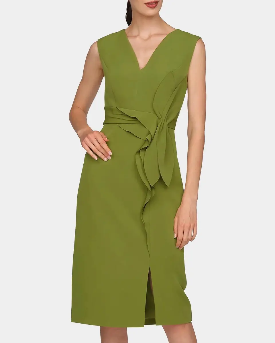 Kay Unger New York Maya Ruffle Midi Dress | Thumbnail 4