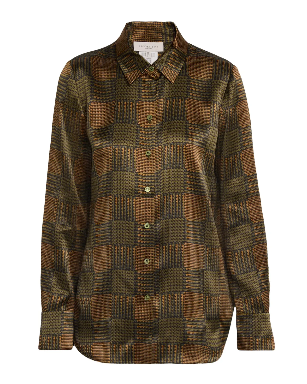Scottie Glen Check-Print Silk Blouse Scottie Glen Check-Print Silk Blouse