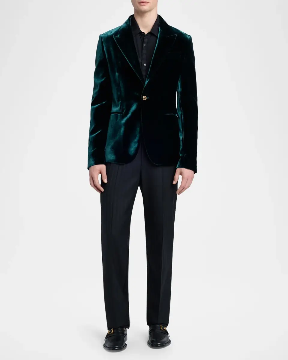 Versace Men's Peak Lapel Velvet Evening Jacket | Thumbnail 2