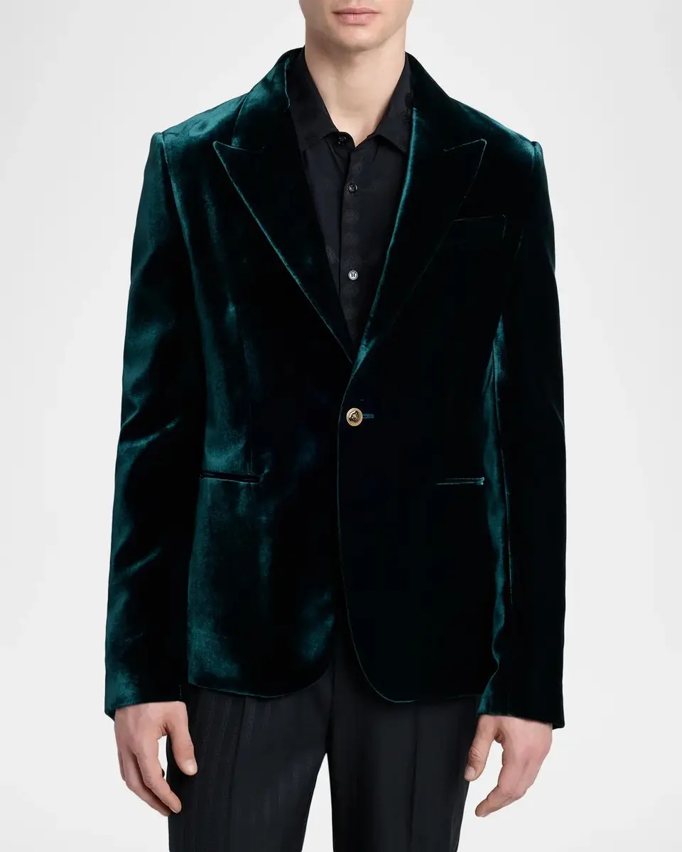 Versace Men's Peak Lapel Velvet Evening Jacket | Thumbnail 4