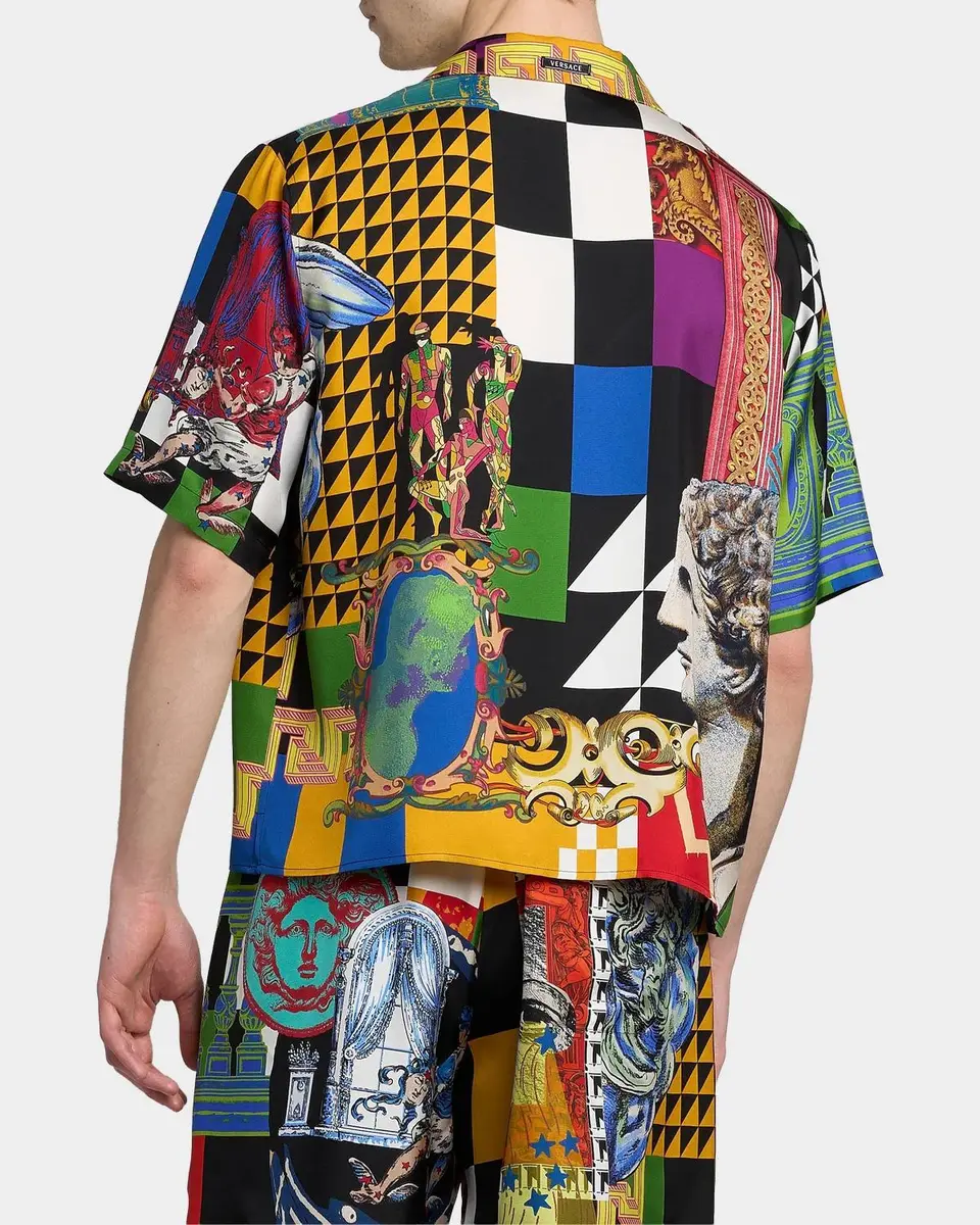 Versace Medusa Collage Silk Twill Camp Shirt | Thumbnail 3 Versace Medusa Collage Silk Twill Camp Shirt | Thumbnail 3