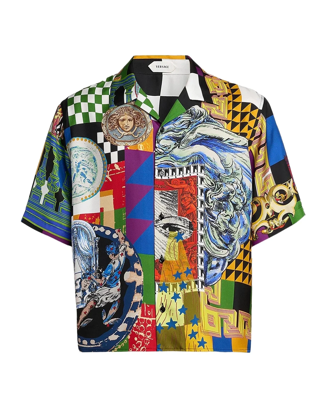 Medusa Collage Silk Twill Camp Shirt Medusa Collage Silk Twill Camp Shirt