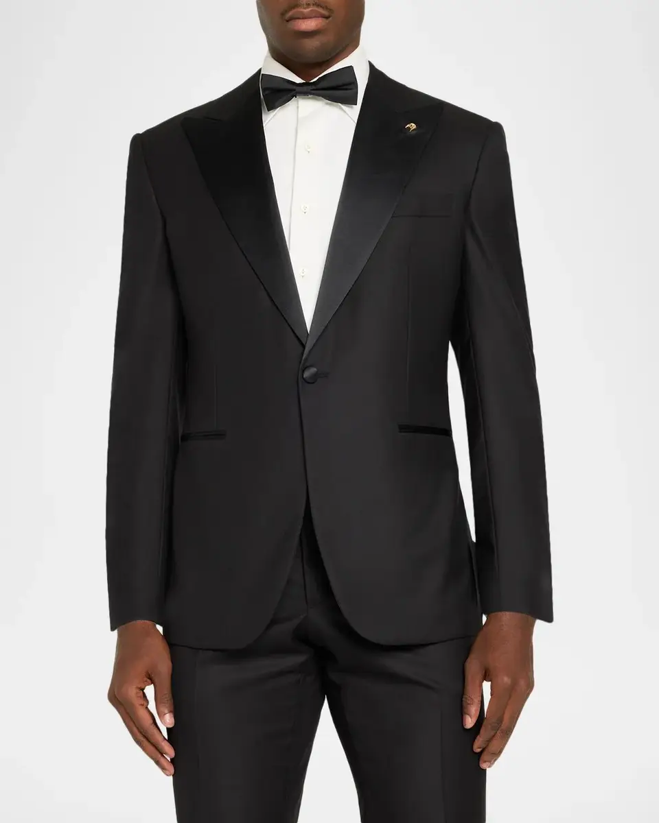 Stefano Ricci Men's Peak-Lapel Wool-Blend Tuxedo | Thumbnail 4 Stefano Ricci Men's Peak-Lapel Wool-Blend Tuxedo | Thumbnail 4