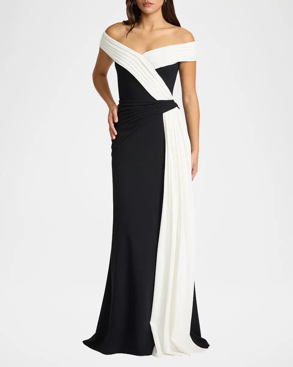 Tadashi Shoji Lohner Two-Tone Draped Off-The-Shoulder Trumpet Gown | Thumbnail 2