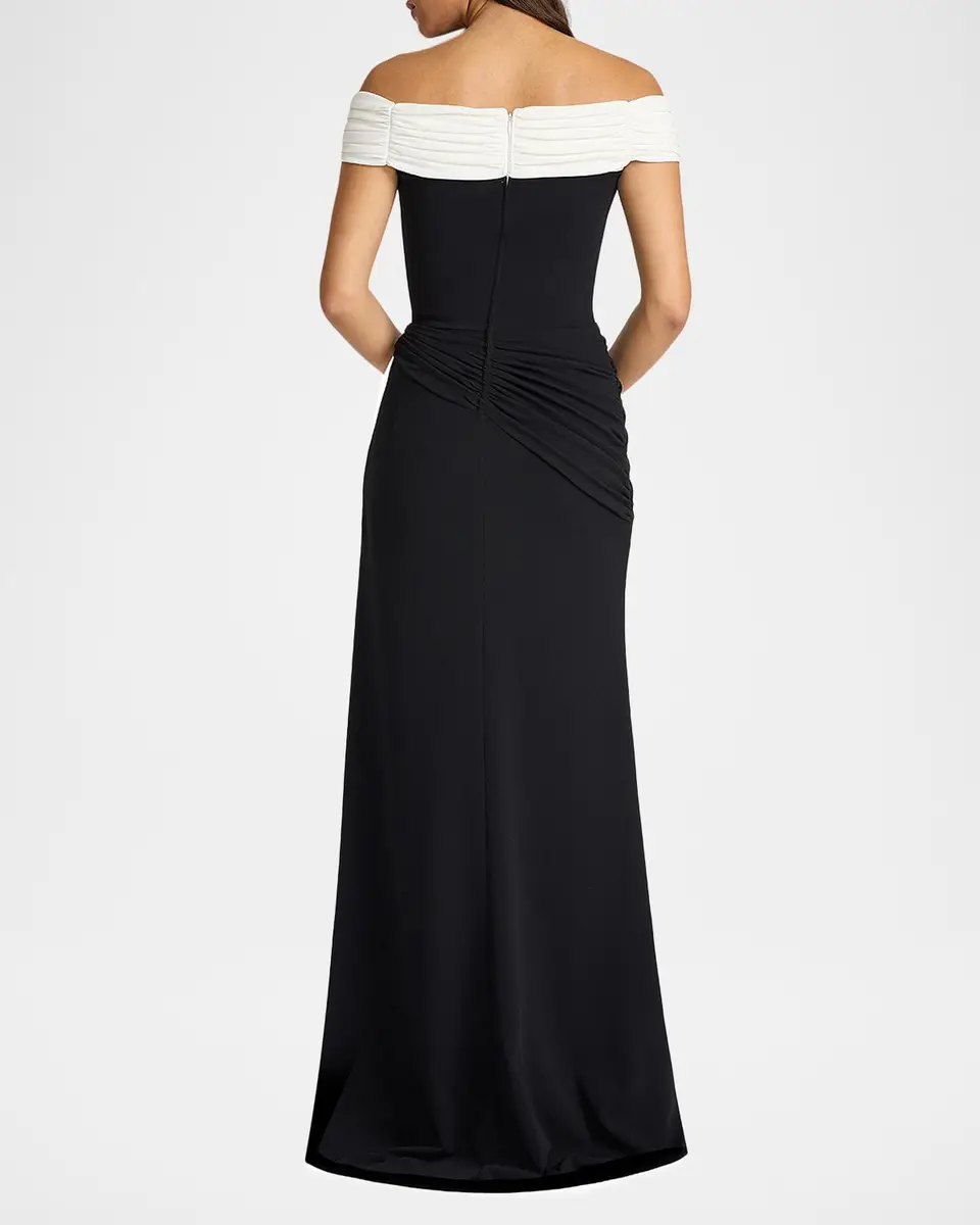 Tadashi Shoji Lohner Two-Tone Draped Off-The-Shoulder Trumpet Gown | Thumbnail 3