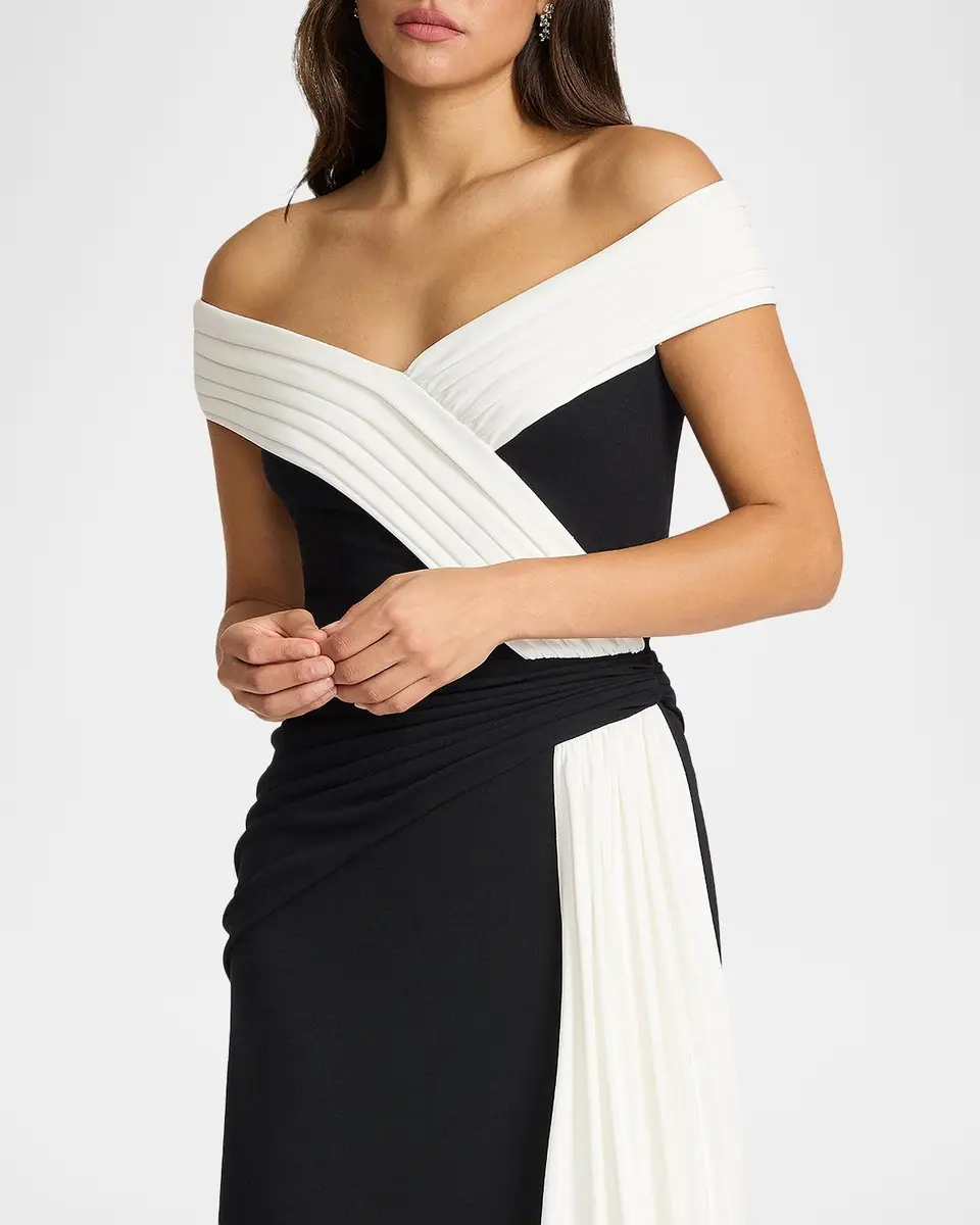 Tadashi Shoji Lohner Two-Tone Draped Off-The-Shoulder Trumpet Gown | Thumbnail 5
