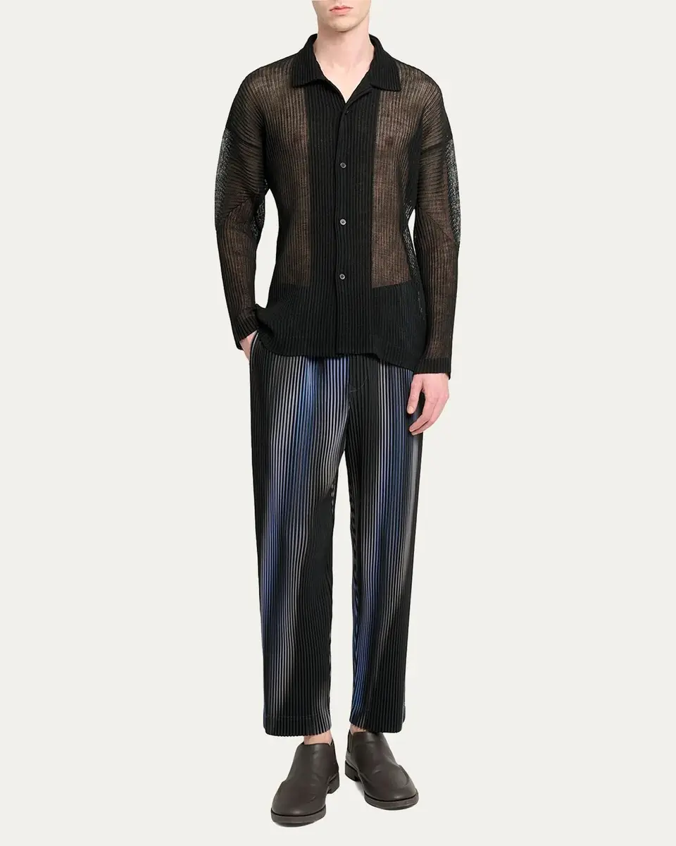 Homme Plissé Issey Miyake Men's Rustic Mesh Button-Down Shirt | Thumbnail 2 Homme Plissé Issey Miyake Men's Rustic Mesh Button-Down Shirt | Thumbnail 2