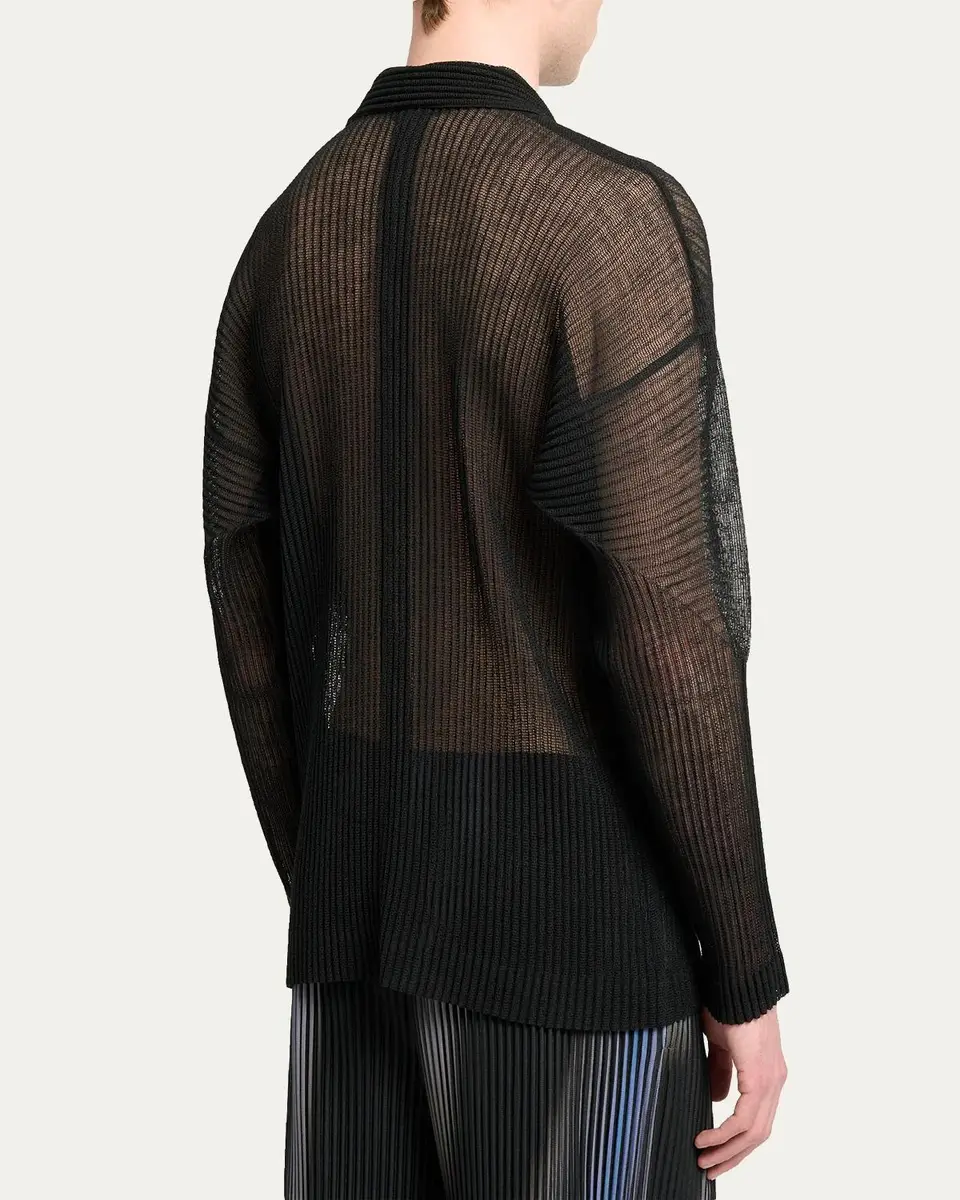 Homme Plissé Issey Miyake Men's Rustic Mesh Button-Down Shirt | Thumbnail 3 Homme Plissé Issey Miyake Men's Rustic Mesh Button-Down Shirt | Thumbnail 3