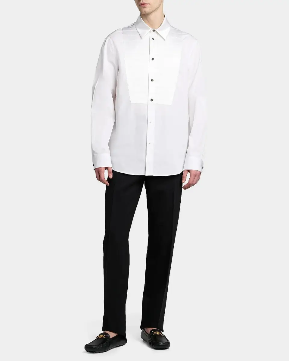 Versace Textured-Bib Cotton Shirt | Thumbnail 2 Versace Textured-Bib Cotton Shirt | Thumbnail 2