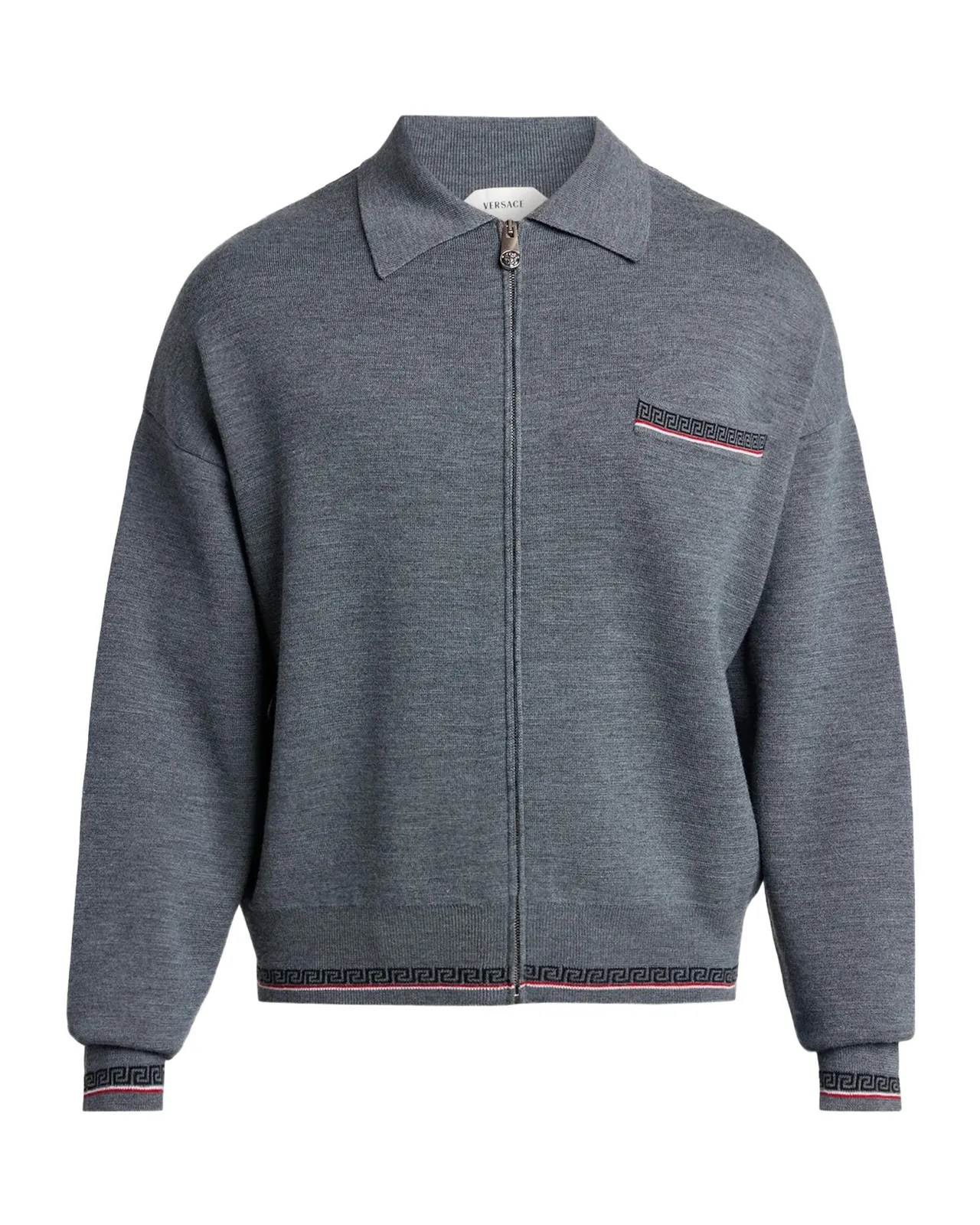 Versace Men's Virgin Wool Knit Zip-Up Sweater