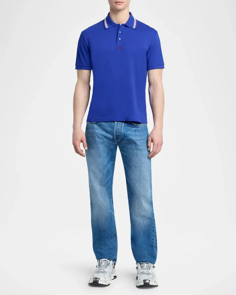 Versace Greca Embroidered Cotton Polo Shirt | Thumbnail 2