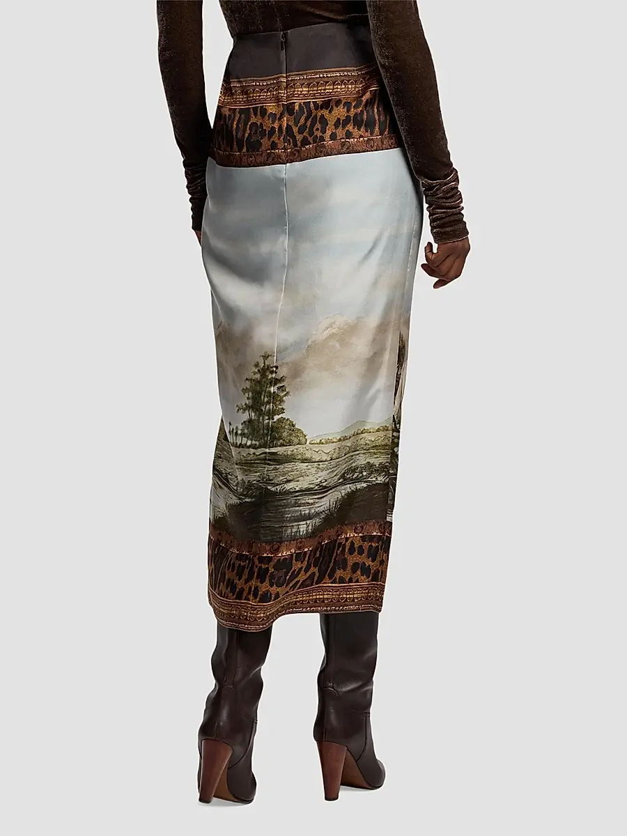 Ralph Lauren Collection Women's Debbie Silk Scenic Midi Skirt | Thumbnail 3 Ralph Lauren Collection Women's Debbie Silk Scenic Midi Skirt | Thumbnail 3