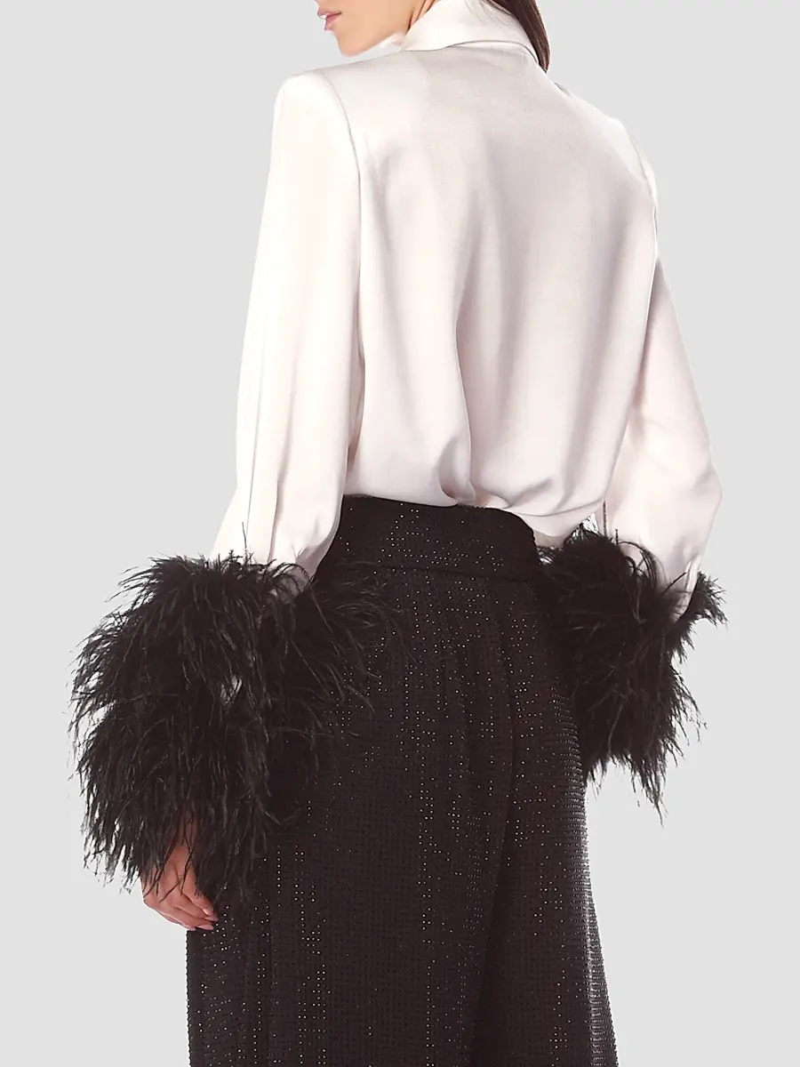 Bronx and Banco Women's Tie Feather-Cuff Shirt | Thumbnail 2 Bronx and Banco Women's Tie Feather-Cuff Shirt | Thumbnail 2