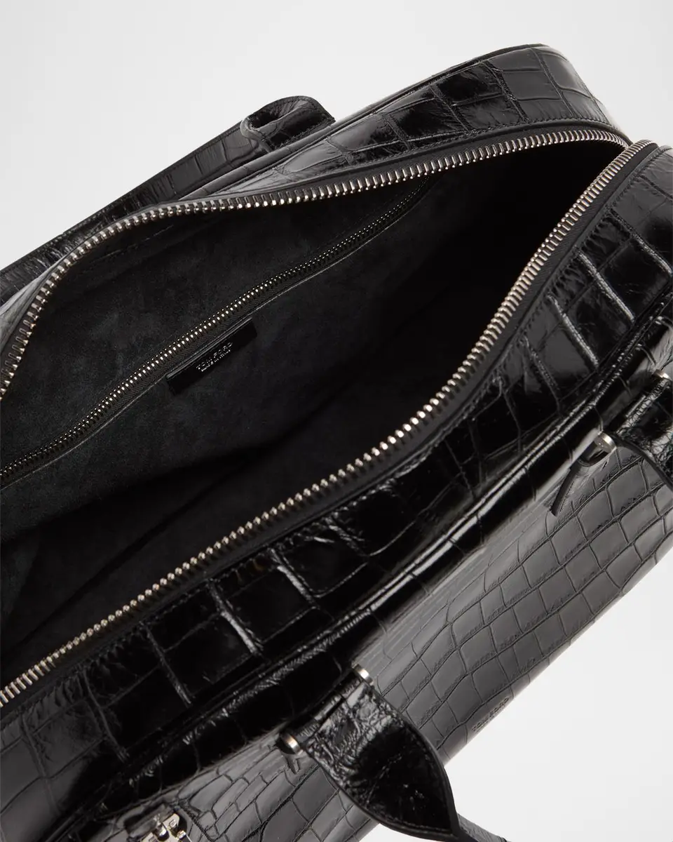 Tom Ford Men's Croc-Embossed Leather Top Handle Bag | Thumbnail 4 Tom Ford Men's Croc-Embossed Leather Top Handle Bag | Thumbnail 4