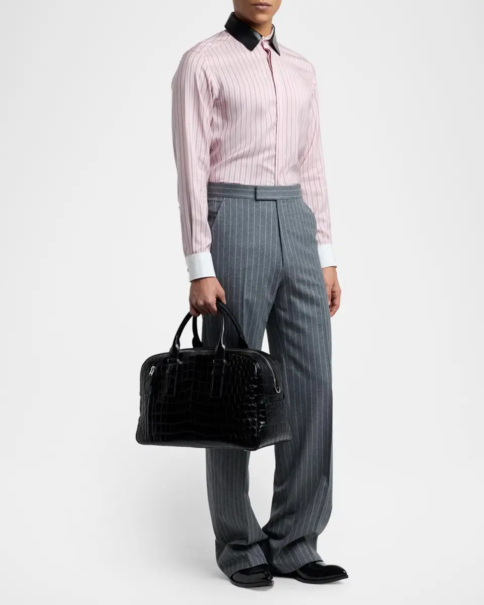 Tom Ford Men's Croc-Embossed Leather Top Handle Bag | Thumbnail 5 Tom Ford Men's Croc-Embossed Leather Top Handle Bag | Thumbnail 5