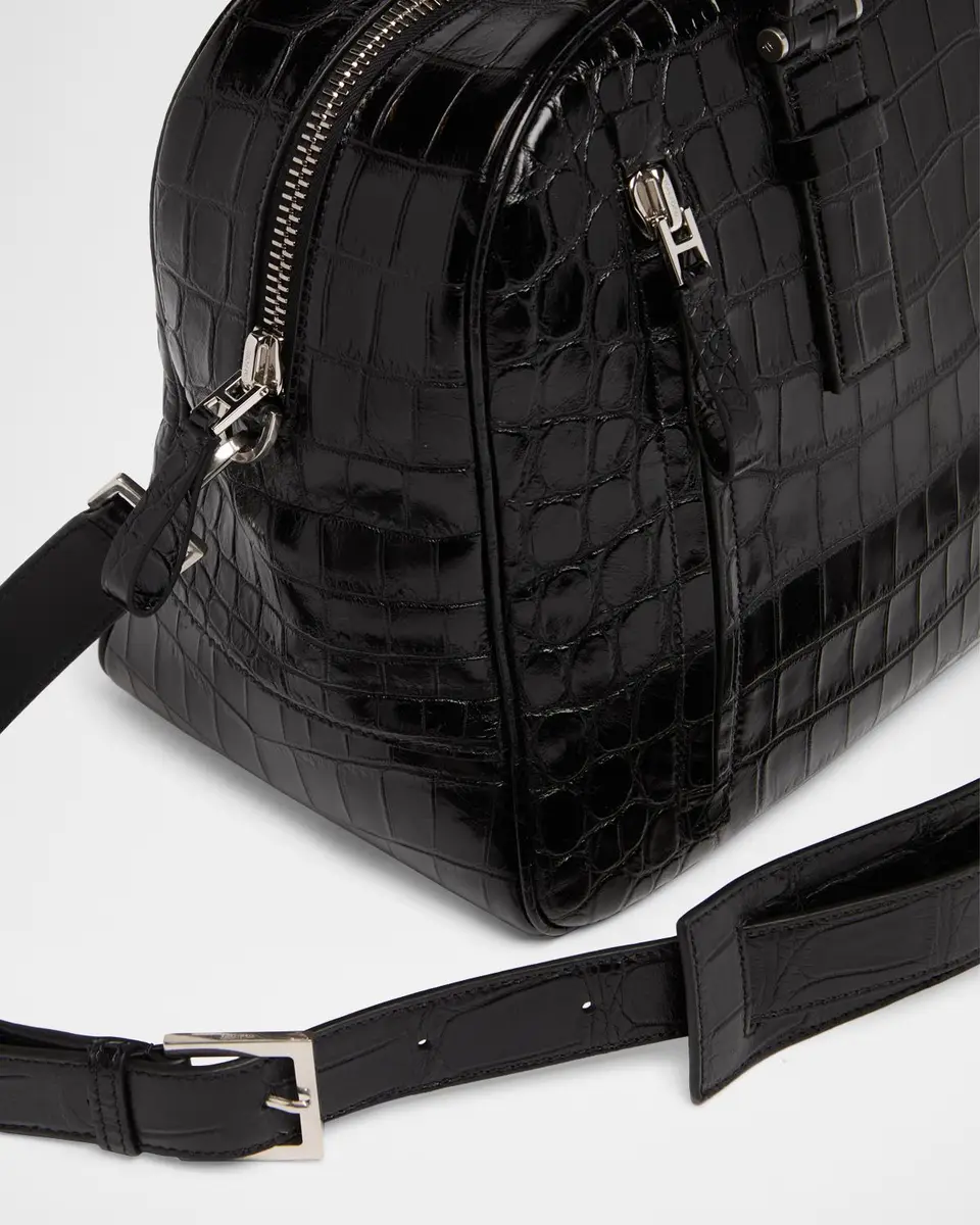 Tom Ford Men's Croc-Embossed Leather Top Handle Bag | Thumbnail 6 Tom Ford Men's Croc-Embossed Leather Top Handle Bag | Thumbnail 6