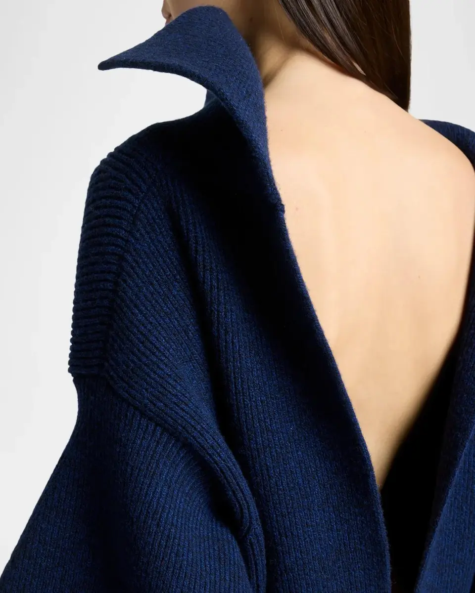 Givenchy High-Neck Slashed Wool-Cashmere Asymmetric Mini Sweater Dress | Thumbnail 5