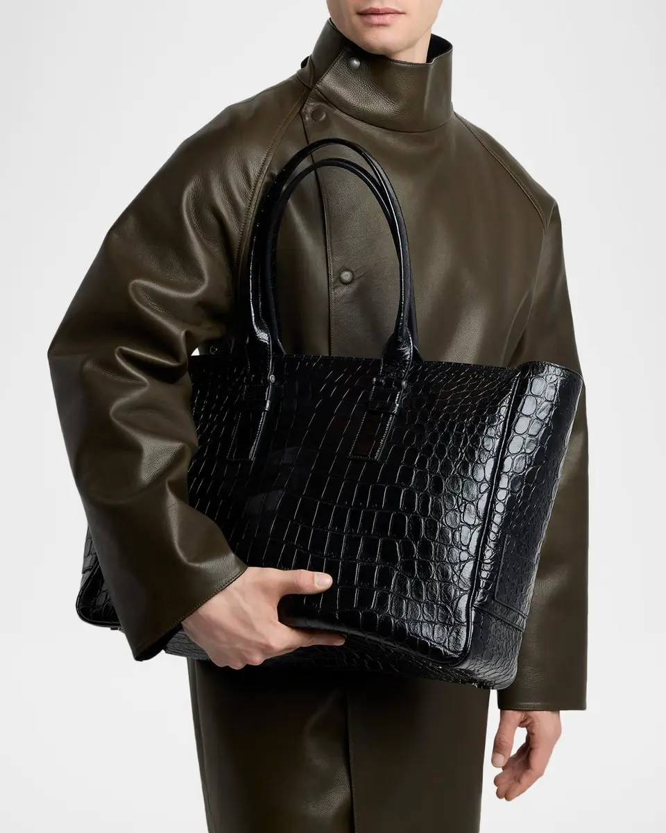 Tom Ford Men's Croc-Embossed Leather Tote Bag | Thumbnail 2 Tom Ford Men's Croc-Embossed Leather Tote Bag | Thumbnail 2