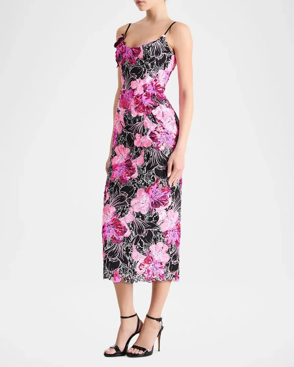 HELSI Emilia Sequin Floral Bodycon Midi Dress | Thumbnail 4 HELSI Emilia Sequin Floral Bodycon Midi Dress | Thumbnail 4