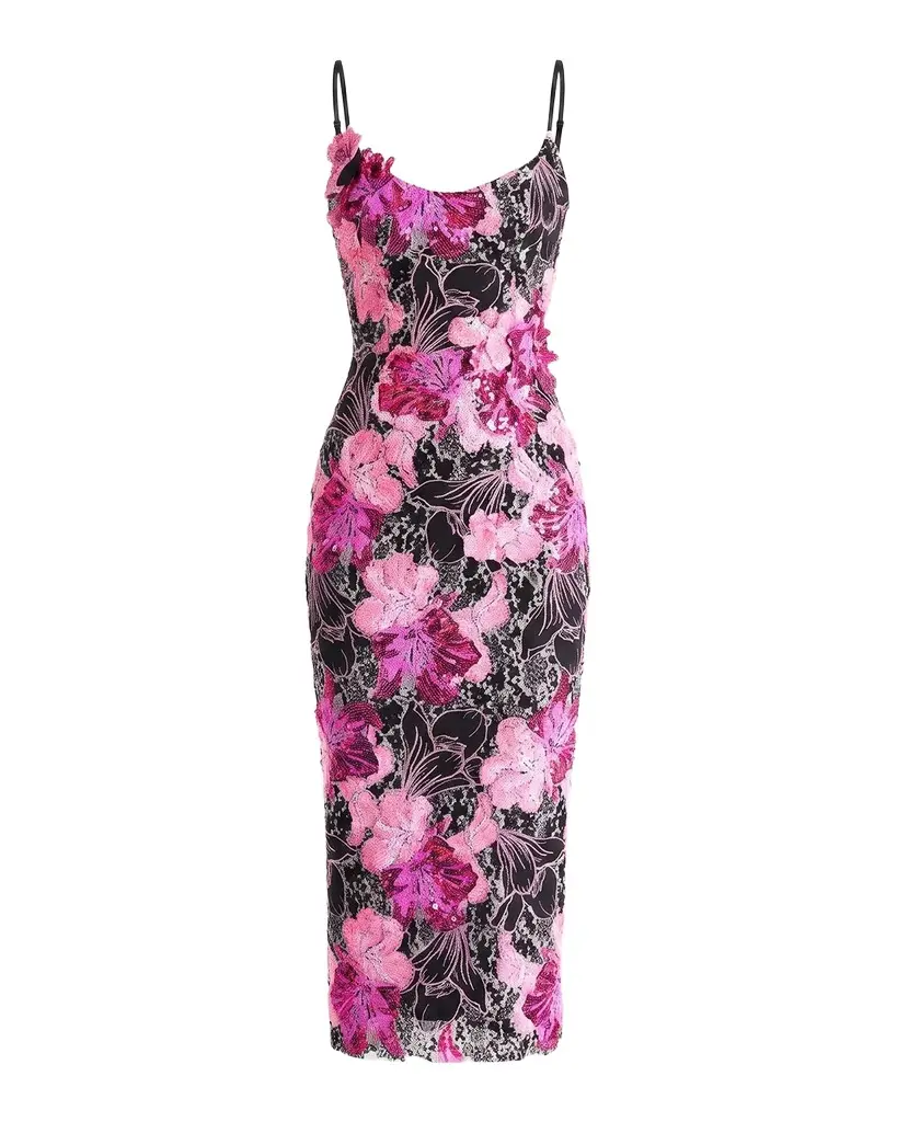 HELSI Emilia Sequin Floral Bodycon Midi Dress