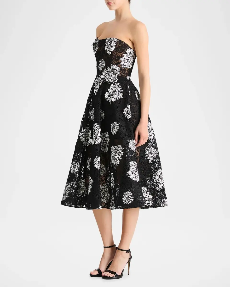HELSI Cassandra Strapless Floral Lace Midi Dress | Thumbnail 4 HELSI Cassandra Strapless Floral Lace Midi Dress | Thumbnail 4