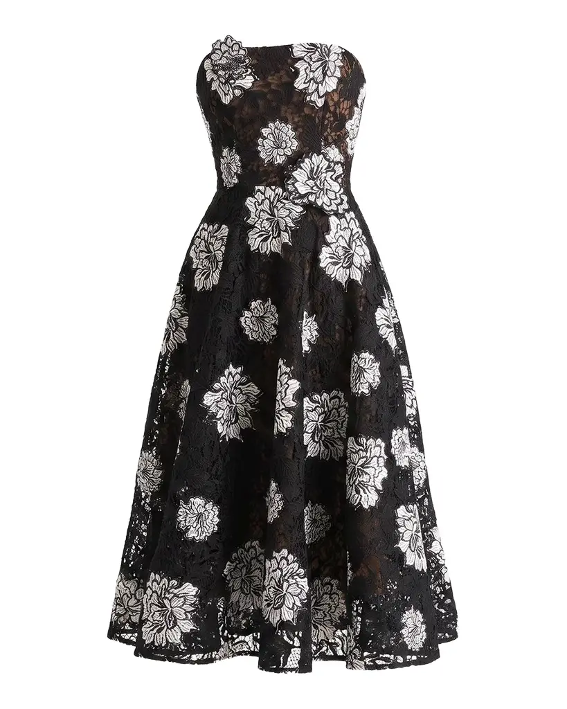 HELSI Cassandra Strapless Floral Lace Midi Dress
