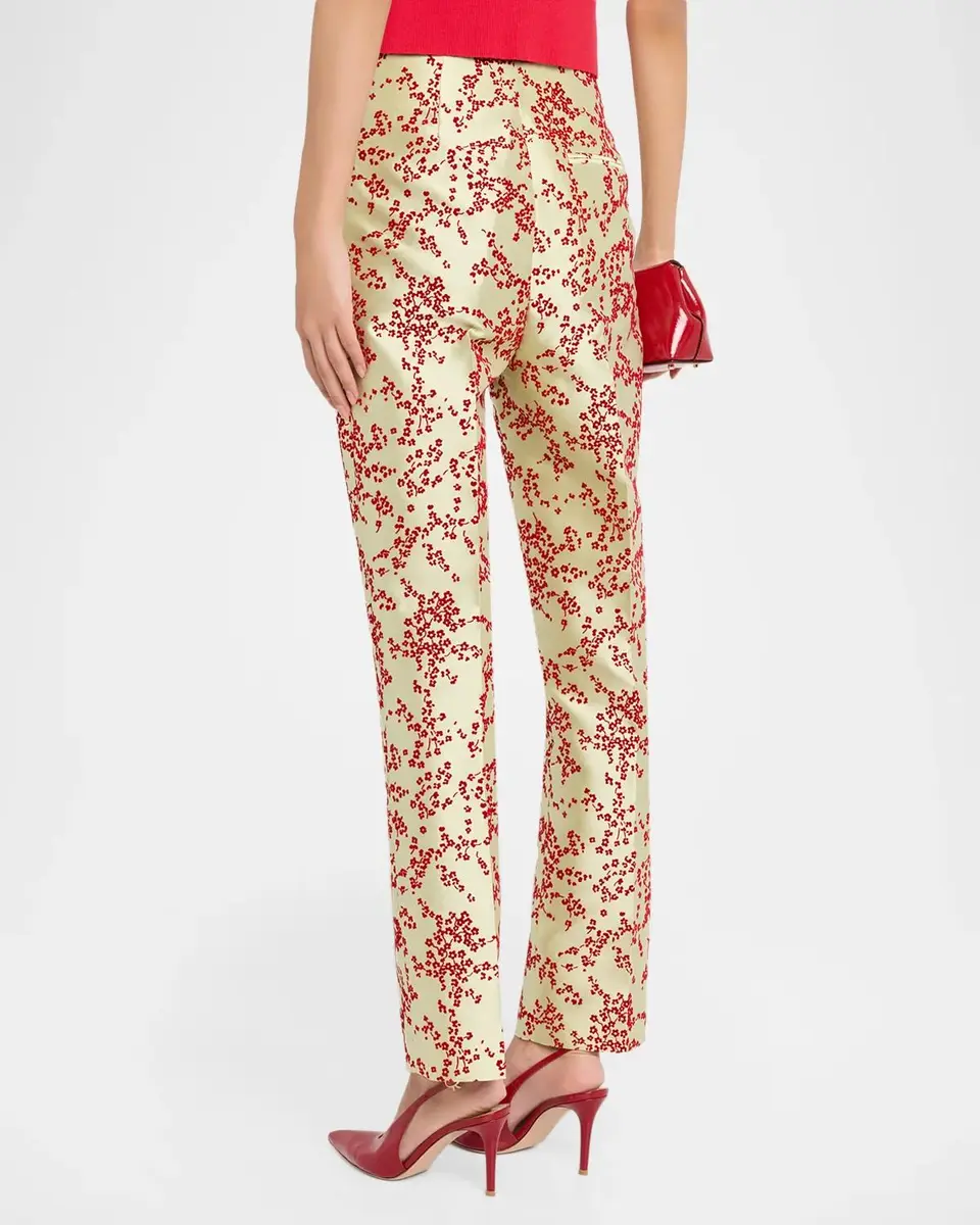 Alberta Ferretti Radzmir Flocked Silk Straight-Leg Crop Pants | Thumbnail 3
