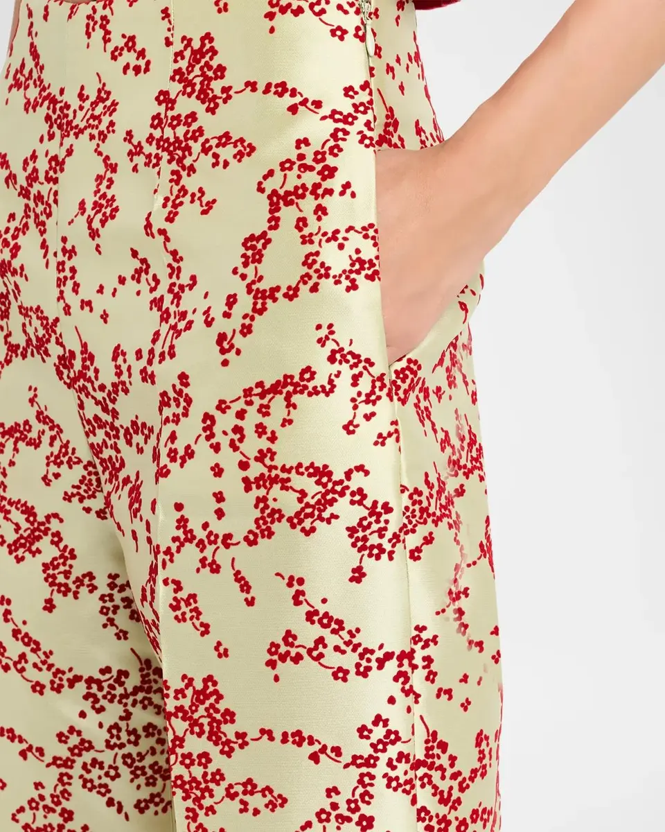 Alberta Ferretti Radzmir Flocked Silk Straight-Leg Crop Pants | Thumbnail 5