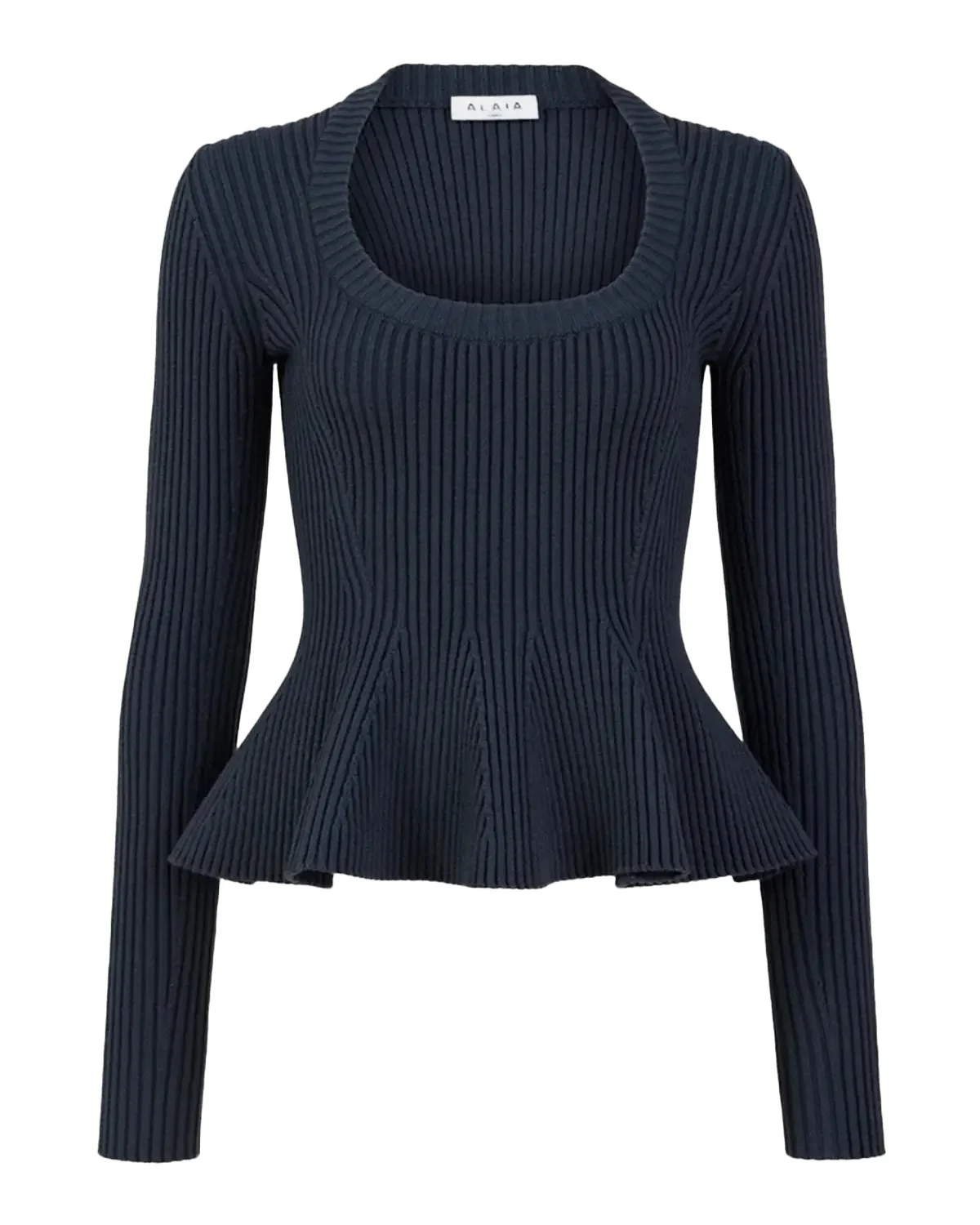 Wool Rib Long-Sleeve Peplum Top Wool Rib Long-Sleeve Peplum Top