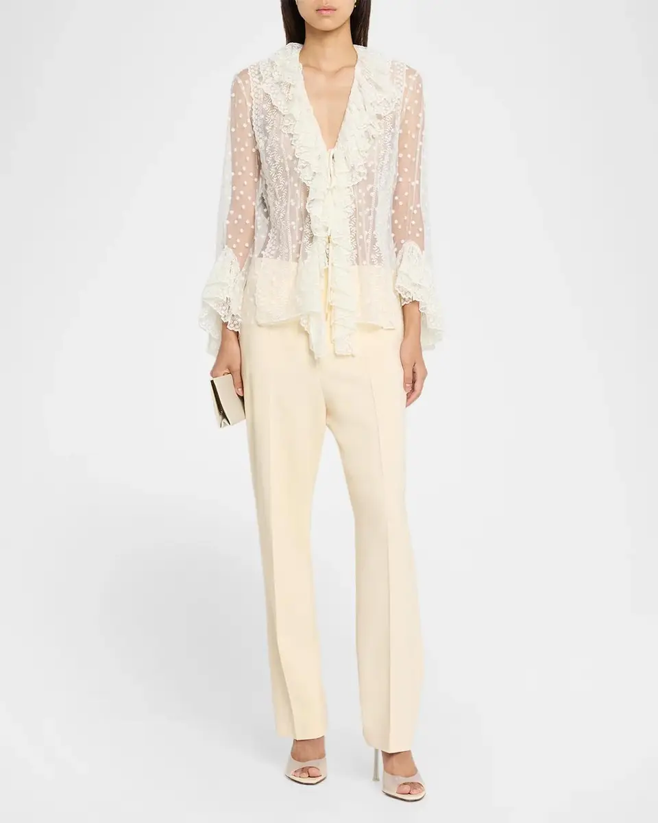 Alberta Ferretti Mid-Rise Crepe Straight-Leg Trousers | Thumbnail 2 Alberta Ferretti Mid-Rise Crepe Straight-Leg Trousers | Thumbnail 2