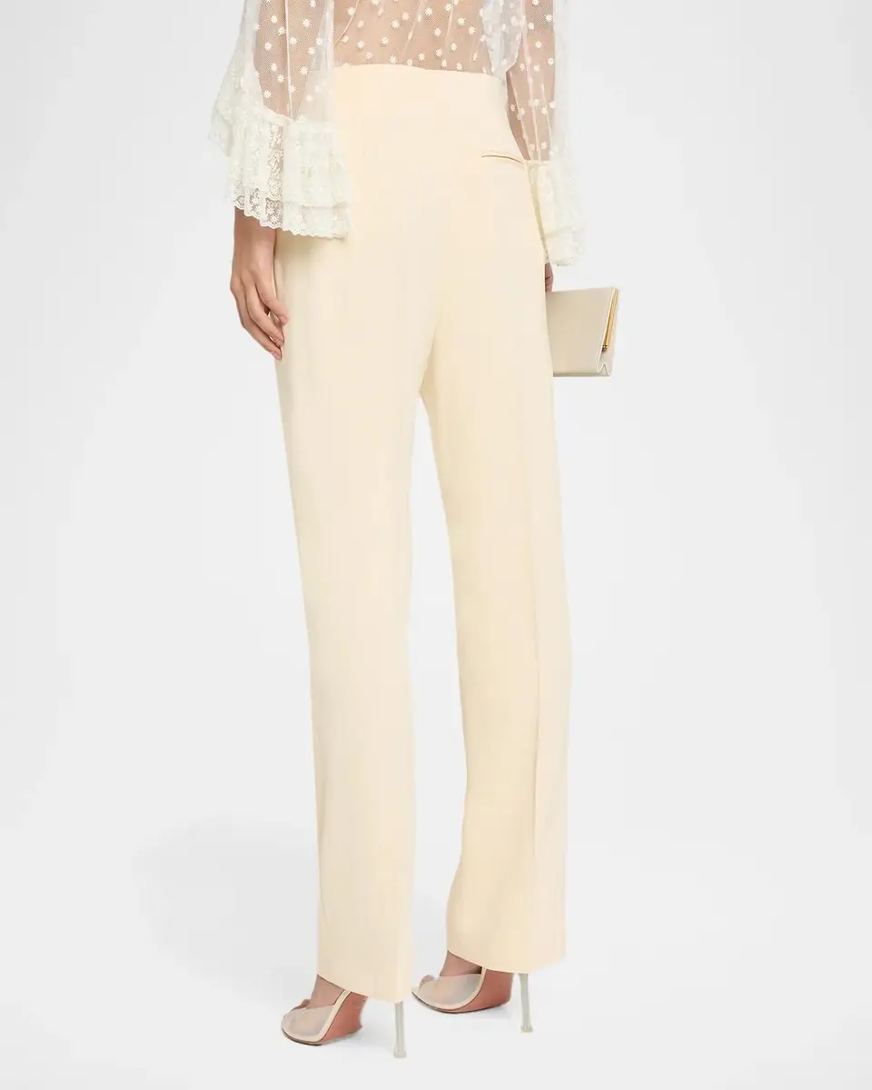 Alberta Ferretti Mid-Rise Crepe Straight-Leg Trousers | Thumbnail 3 Alberta Ferretti Mid-Rise Crepe Straight-Leg Trousers | Thumbnail 3