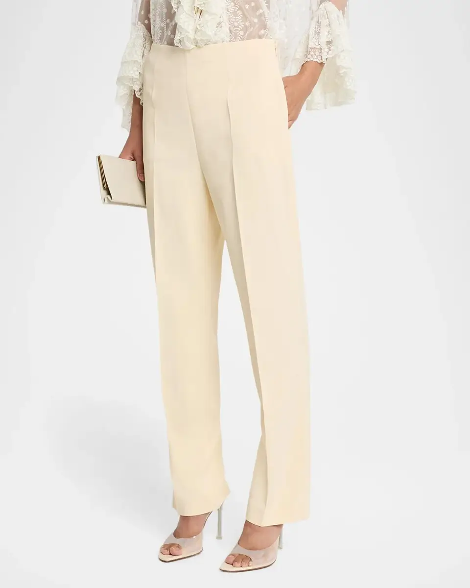 Alberta Ferretti Mid-Rise Crepe Straight-Leg Trousers | Thumbnail 4 Alberta Ferretti Mid-Rise Crepe Straight-Leg Trousers | Thumbnail 4