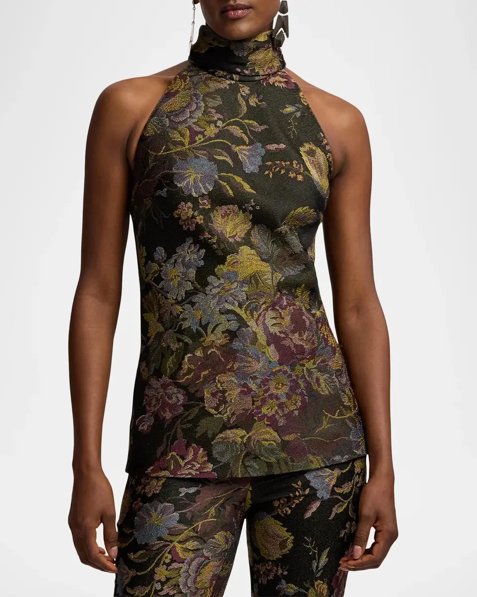 Ralph Lauren Collection Chilton Floral Jacquard Top | Thumbnail 4 Ralph Lauren Collection Chilton Floral Jacquard Top | Thumbnail 4